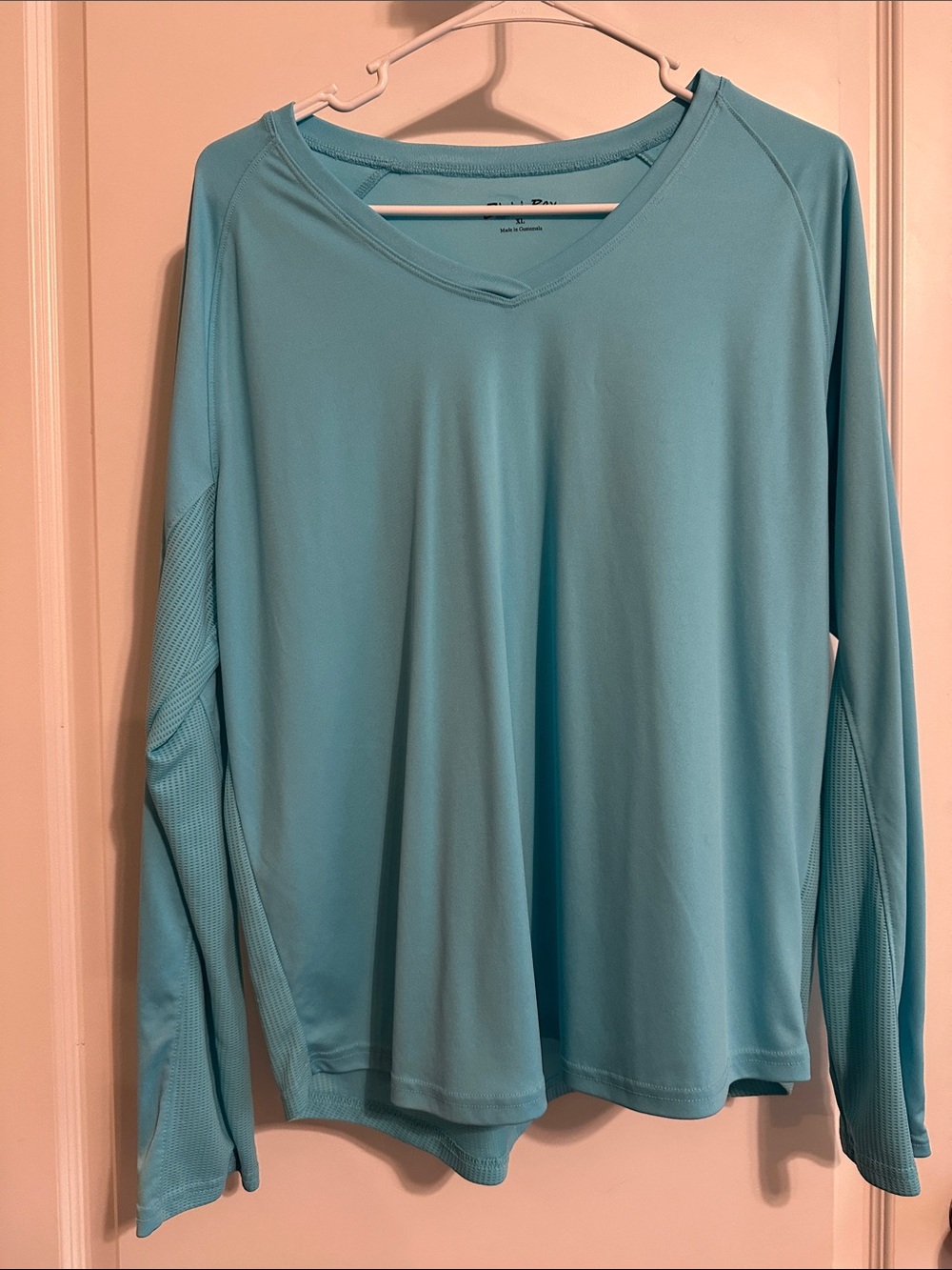 Light Teal Long Sleeve V-Neck Performance Top